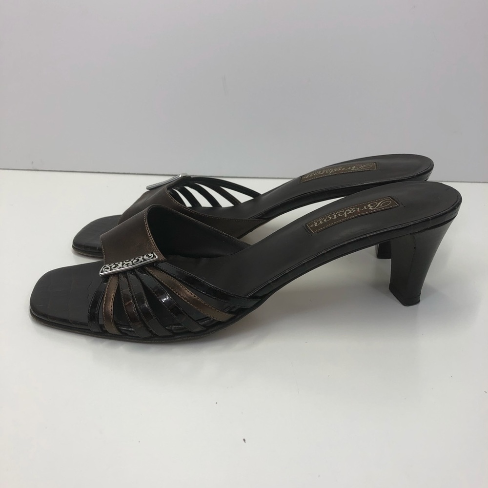 Brighton Timmi Bronze mock croc strappy slide heel